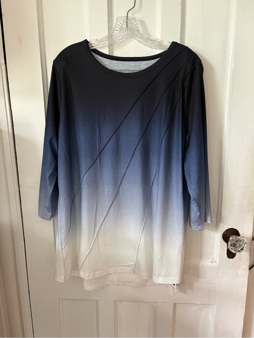 Women's Ombre Long Sleeve Tee - Navy to White